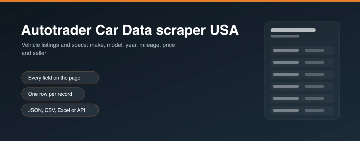 Autotrader Car Data scraper USA hero