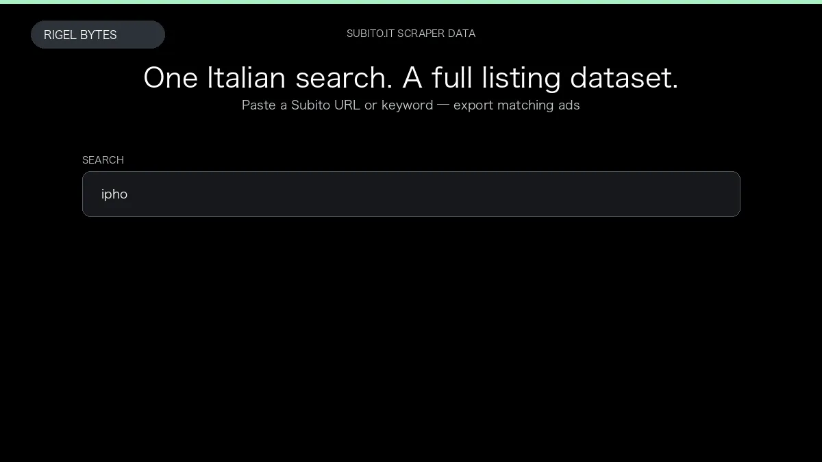 Subito.it Scraper — input to structured data