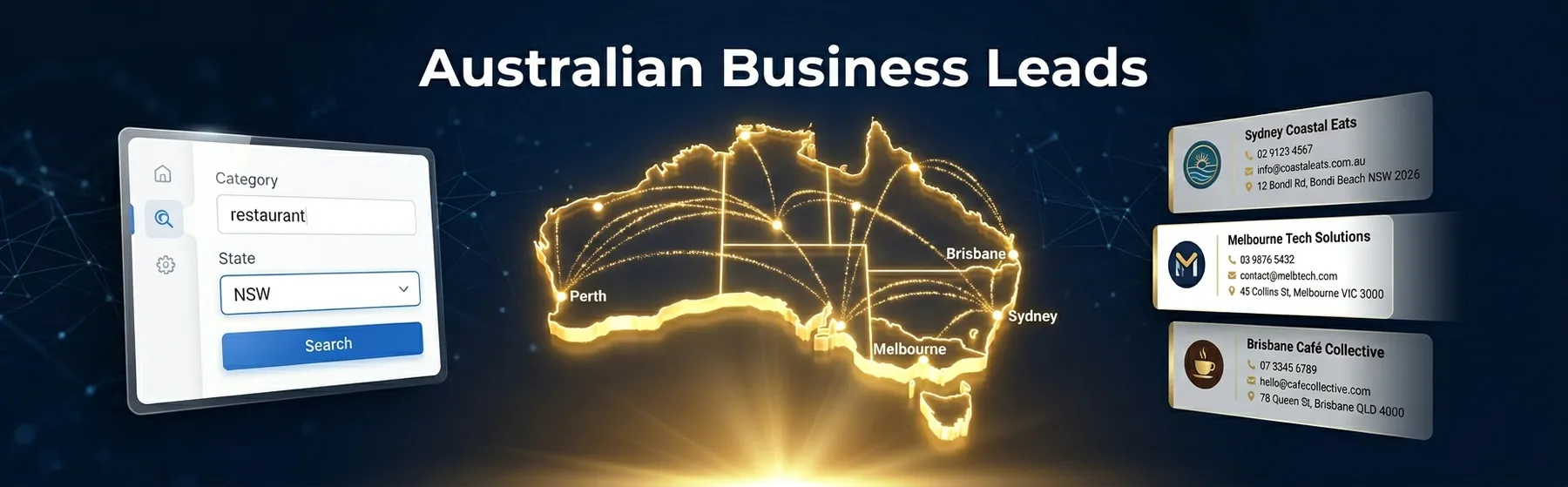 AU Business Leads Search API — sample results