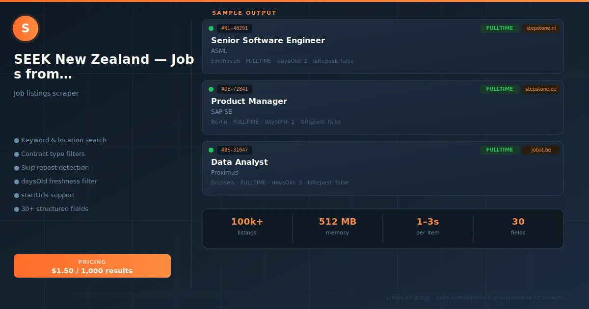 SEEK New Zealand Scraper — Jobs from seek.co.nz