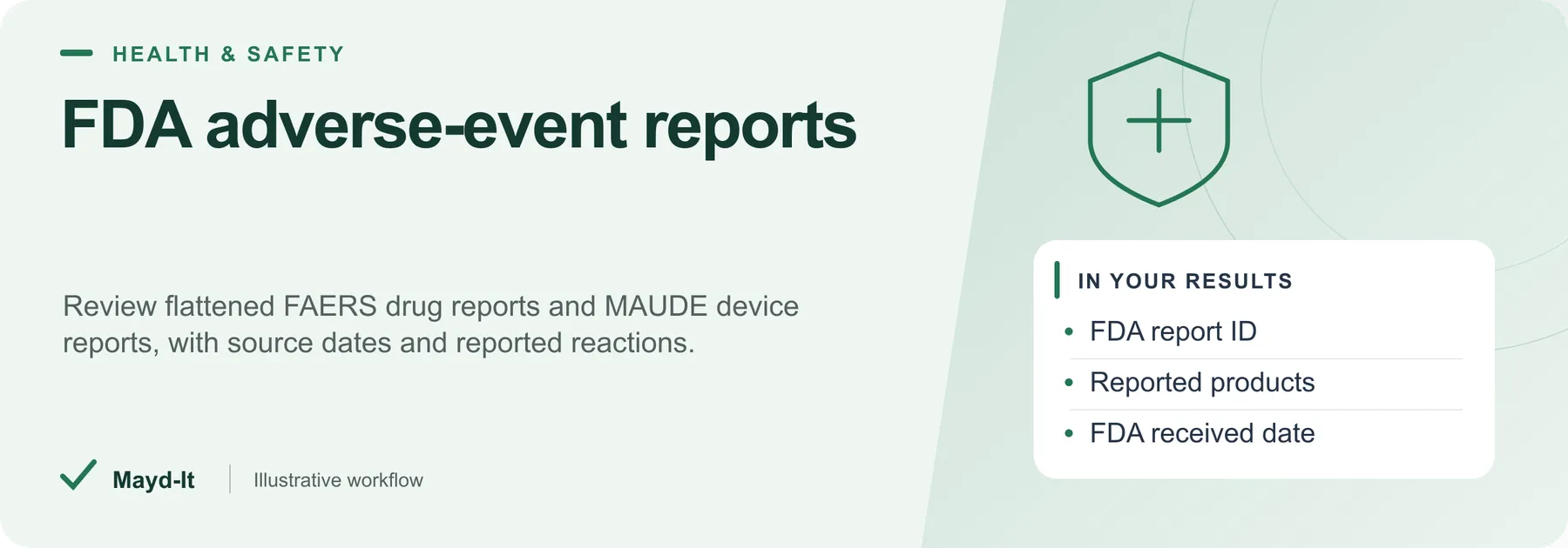 FDA adverse-event reports — illustrative workflow