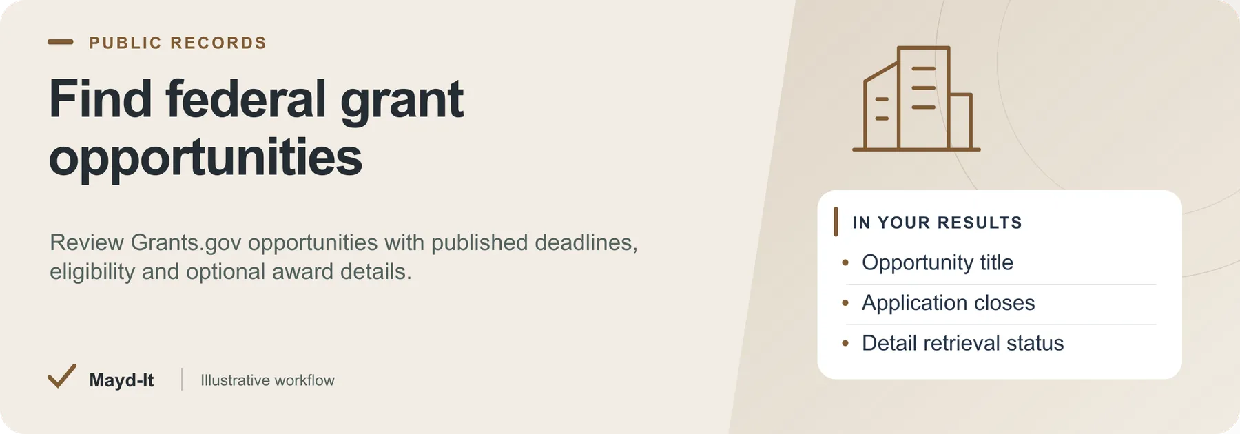 Find federal grant opportunities — illustrative workflow