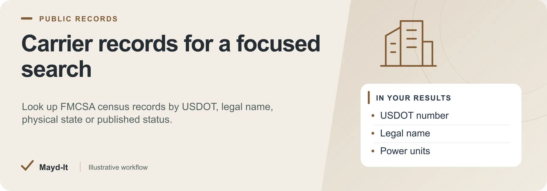 Carrier records for a focused search — illustrative workflow