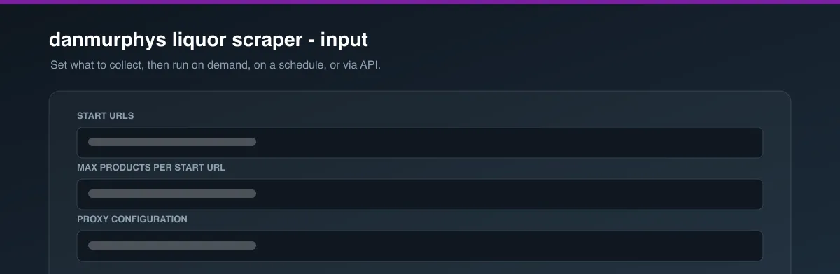 danmurphys liquor scraper input options