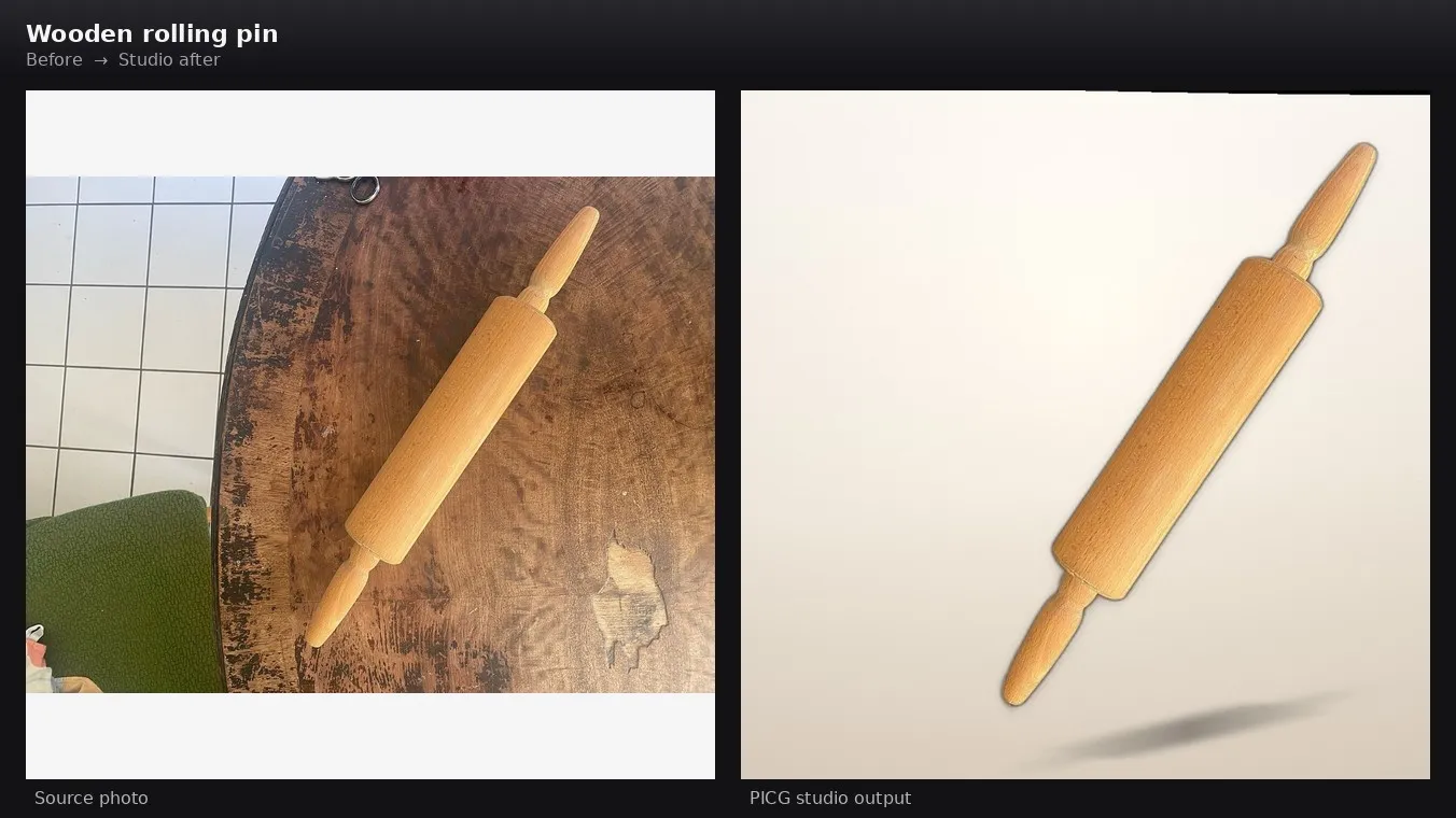 Rolling pin before and after