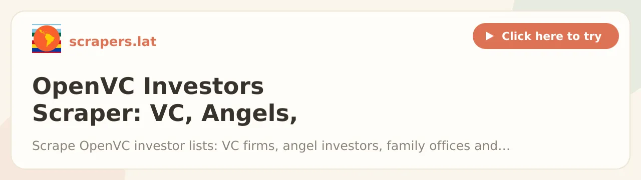 OpenVC Investors Scraper: VC, Angels, Check Size & Thesis