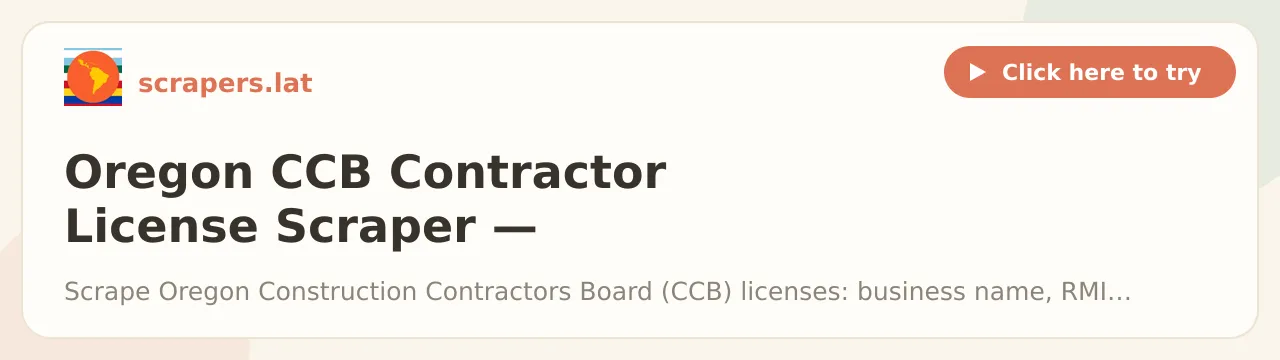 Oregon CCB Contractor License Scraper - Leads, Bond & Insurance