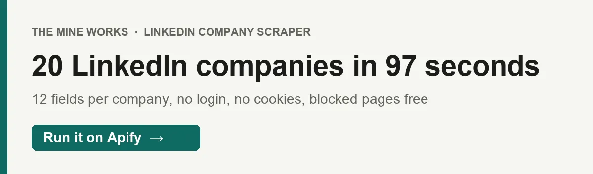 20 LinkedIn companies in 97 seconds