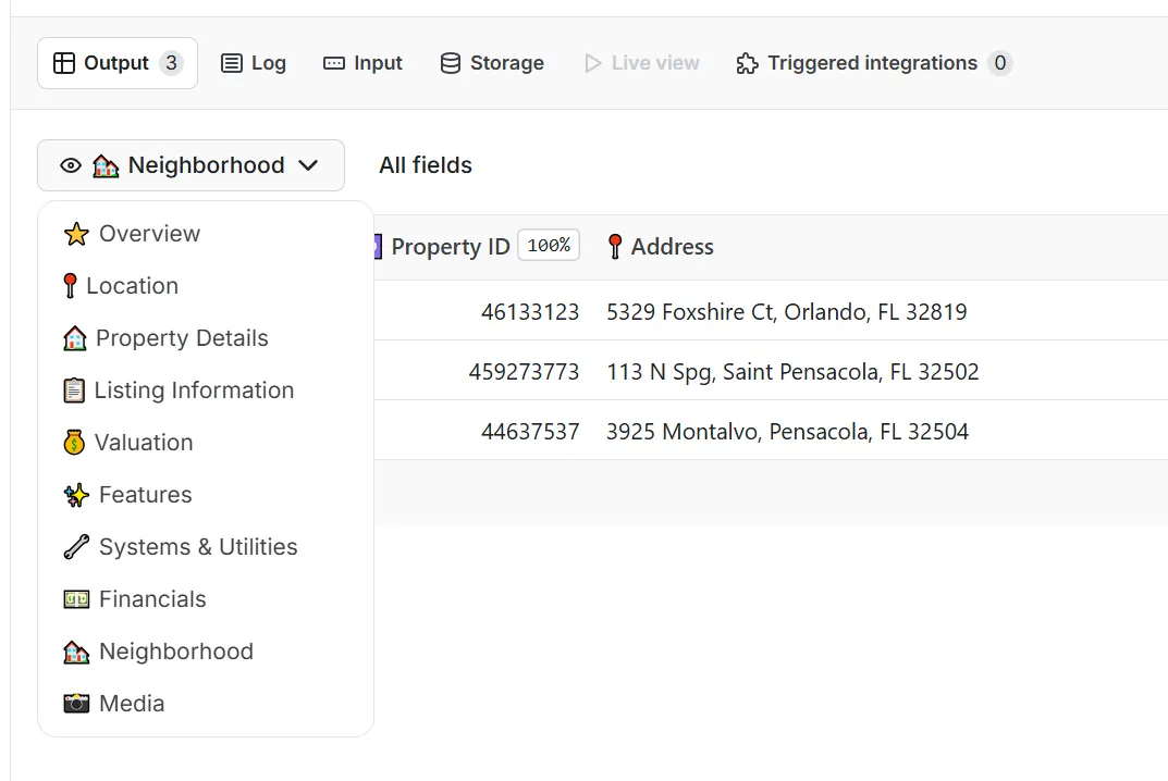 Organized View to Quickly Inspect Results
