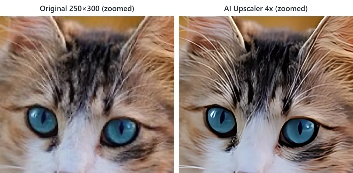 Zoomed detail: original vs. AI upscaled 4x