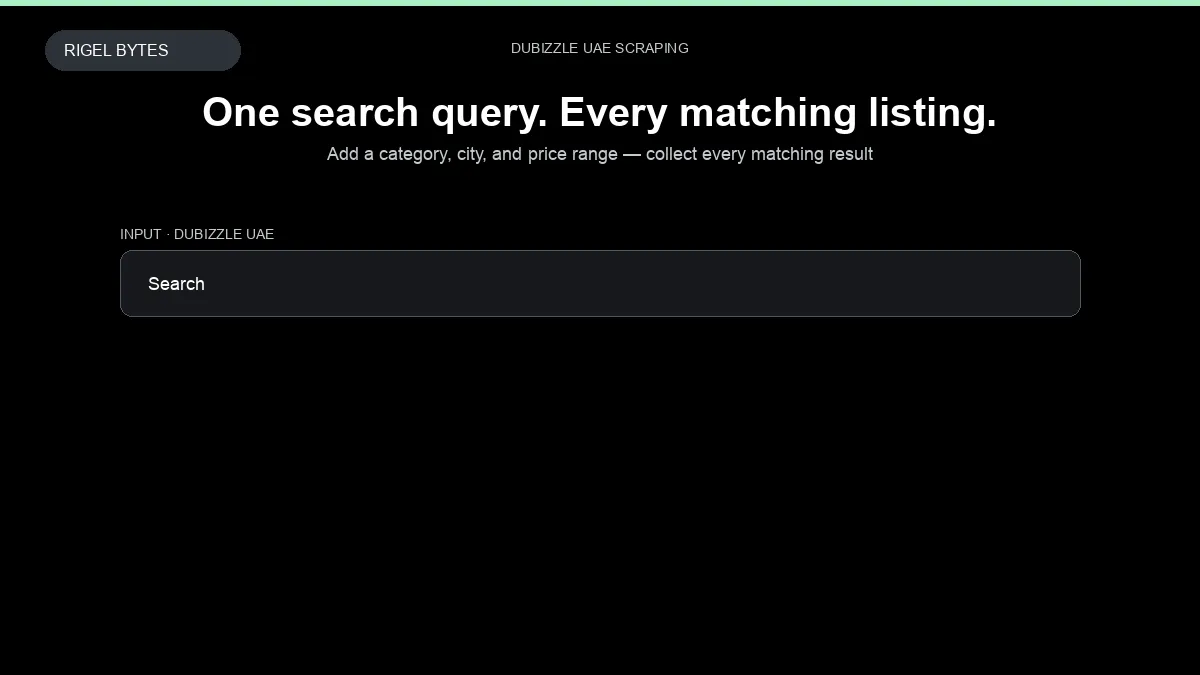 Dubizzle UAE Scraper — input to structured data