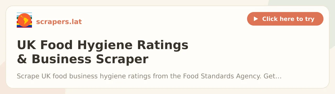 UK Food Hygiene Ratings & Business Scraper