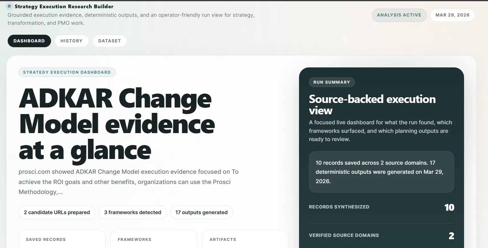 Strategy Execution Research Builder HTML dashboard
