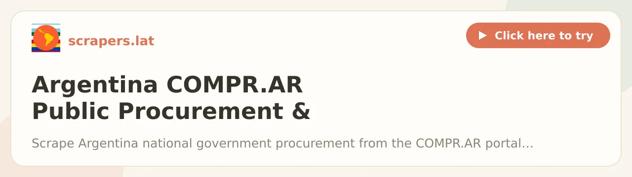 Argentina COMPR.AR Public Procurement & Tenders Scraper