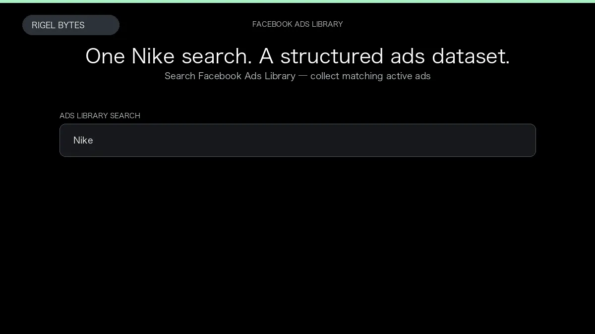 Facebook Ads Library Scraper — input to structured data