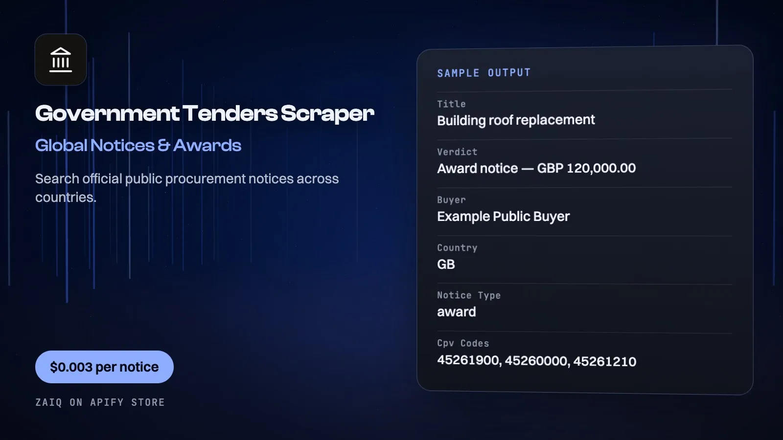 Government Tenders Scraper: Global Notices & Awards