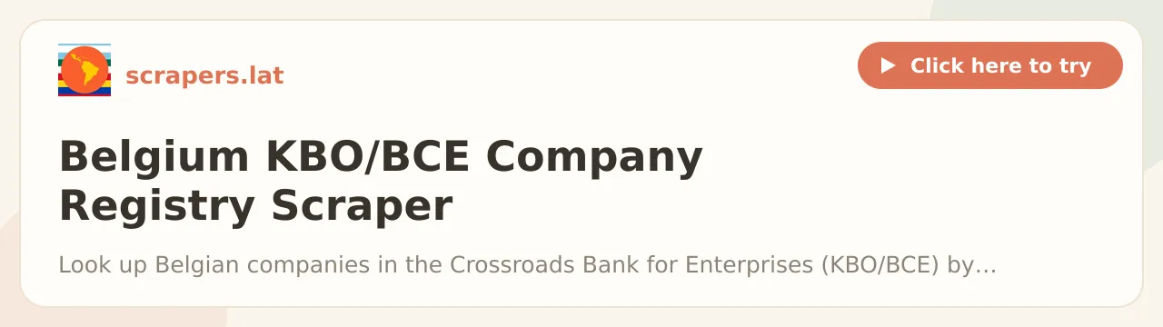 Belgium KBO/BCE Company Registry Scraper