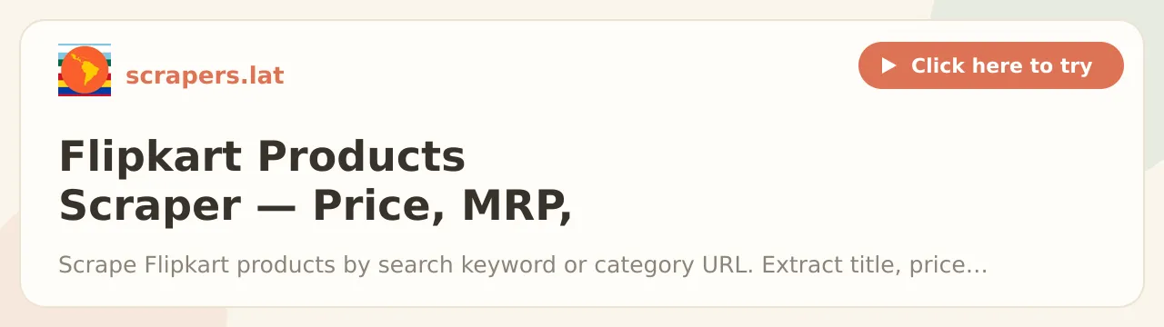 Flipkart Products Scraper: Price, MRP, Rating & Specs