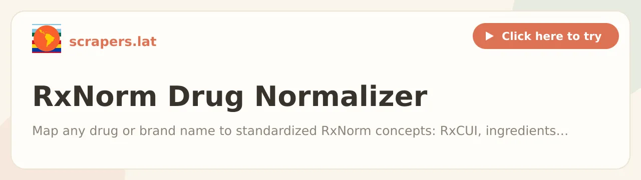 RxNorm Drug Normalizer (Name to RxCUI, Class, NDC)