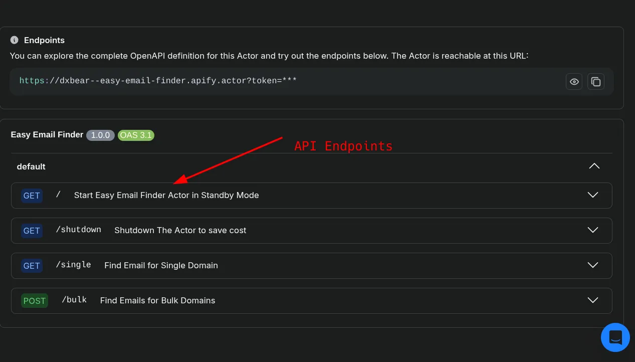 easy email finder apify standby web interface
