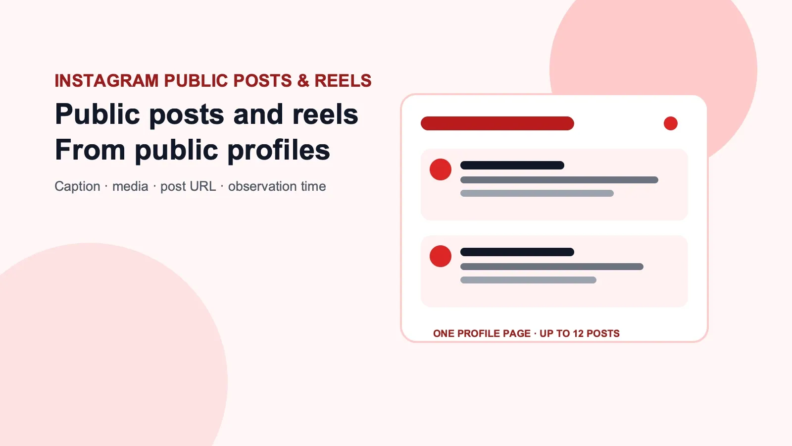 Instagram public posts and reels