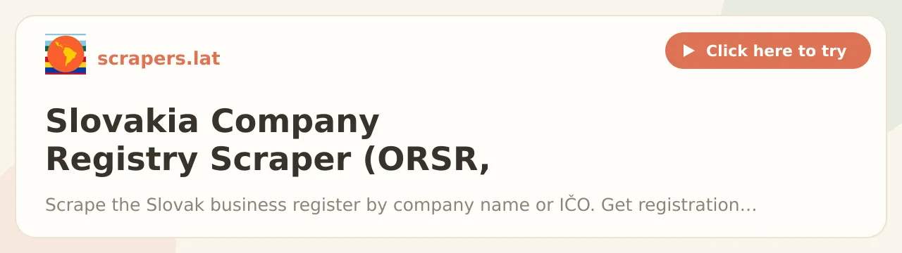 Slovakia Company Registry Scraper (ORSR, IČO, Officers)