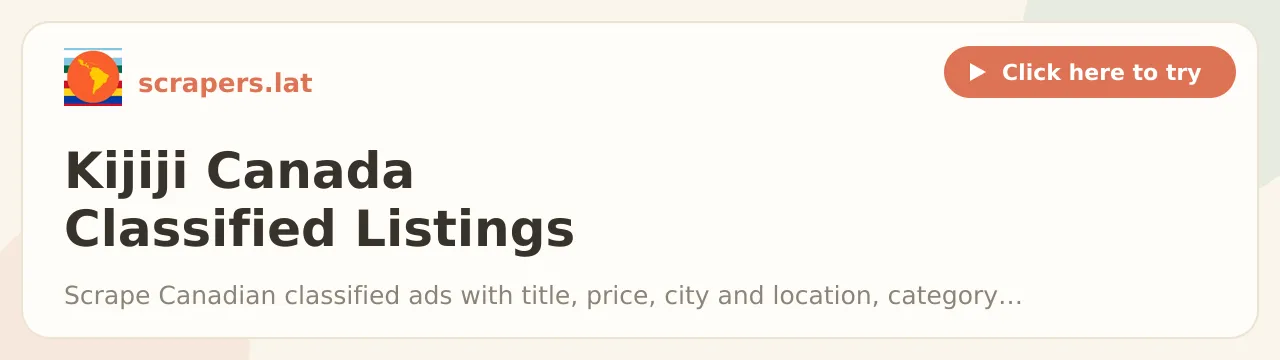 Kijiji Canada Classified Listings Scraper