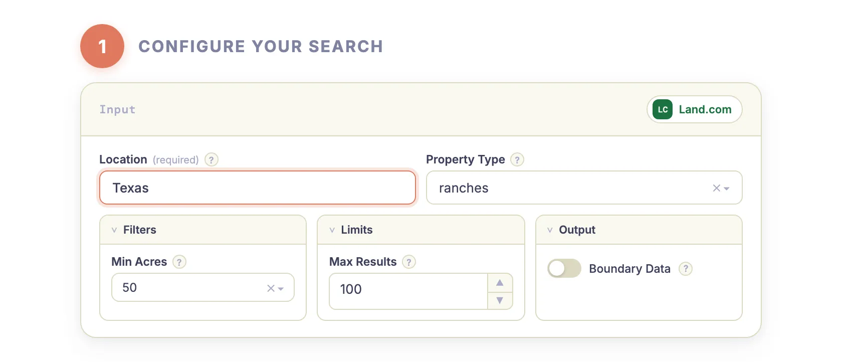 Step 1 — Configure your search