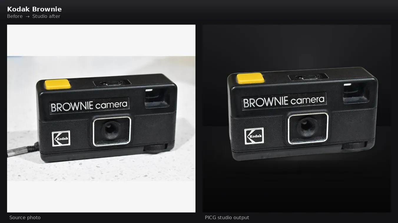 Kodak Brownie before and after
