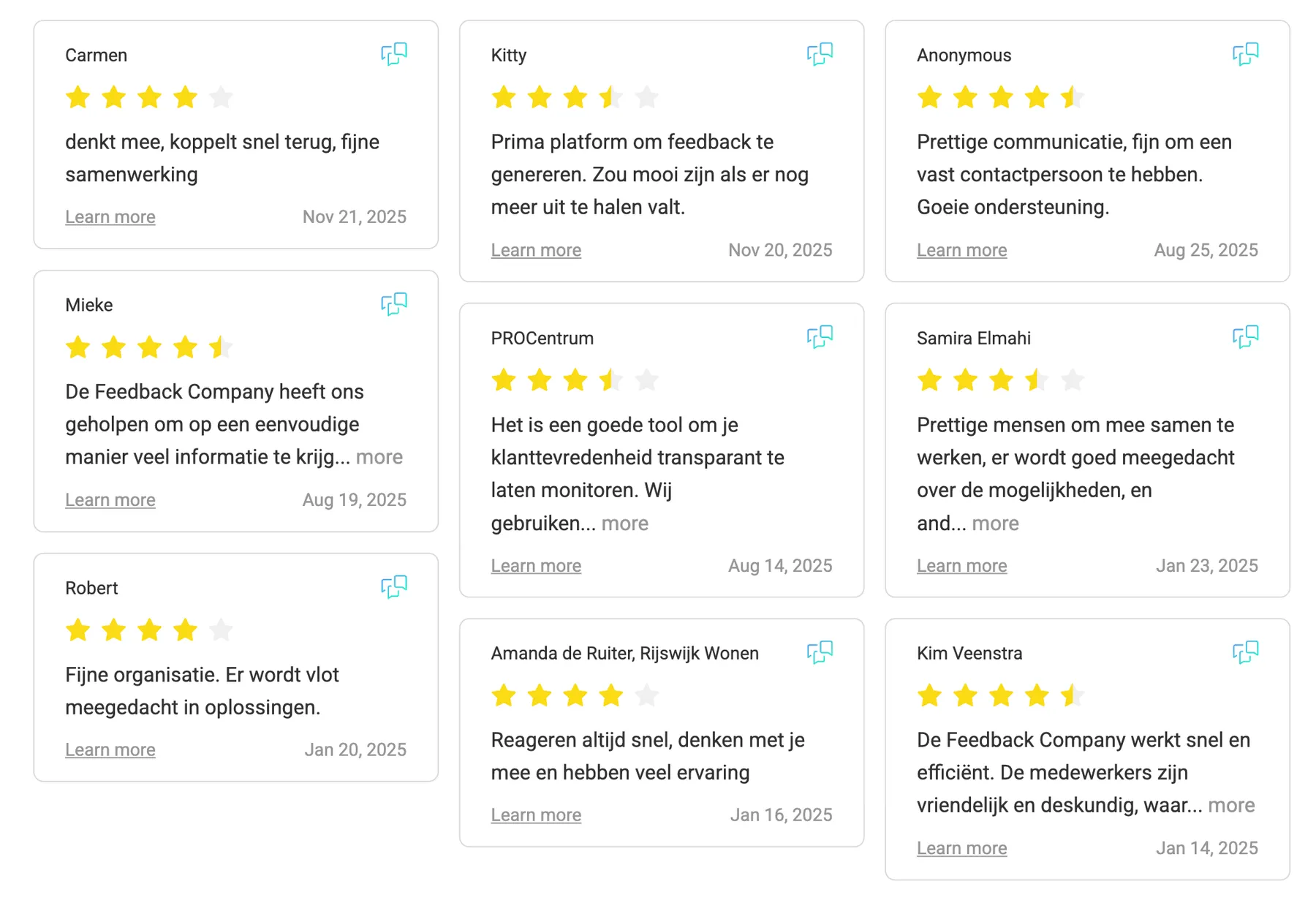 Embed Feedback Company reviews on a website