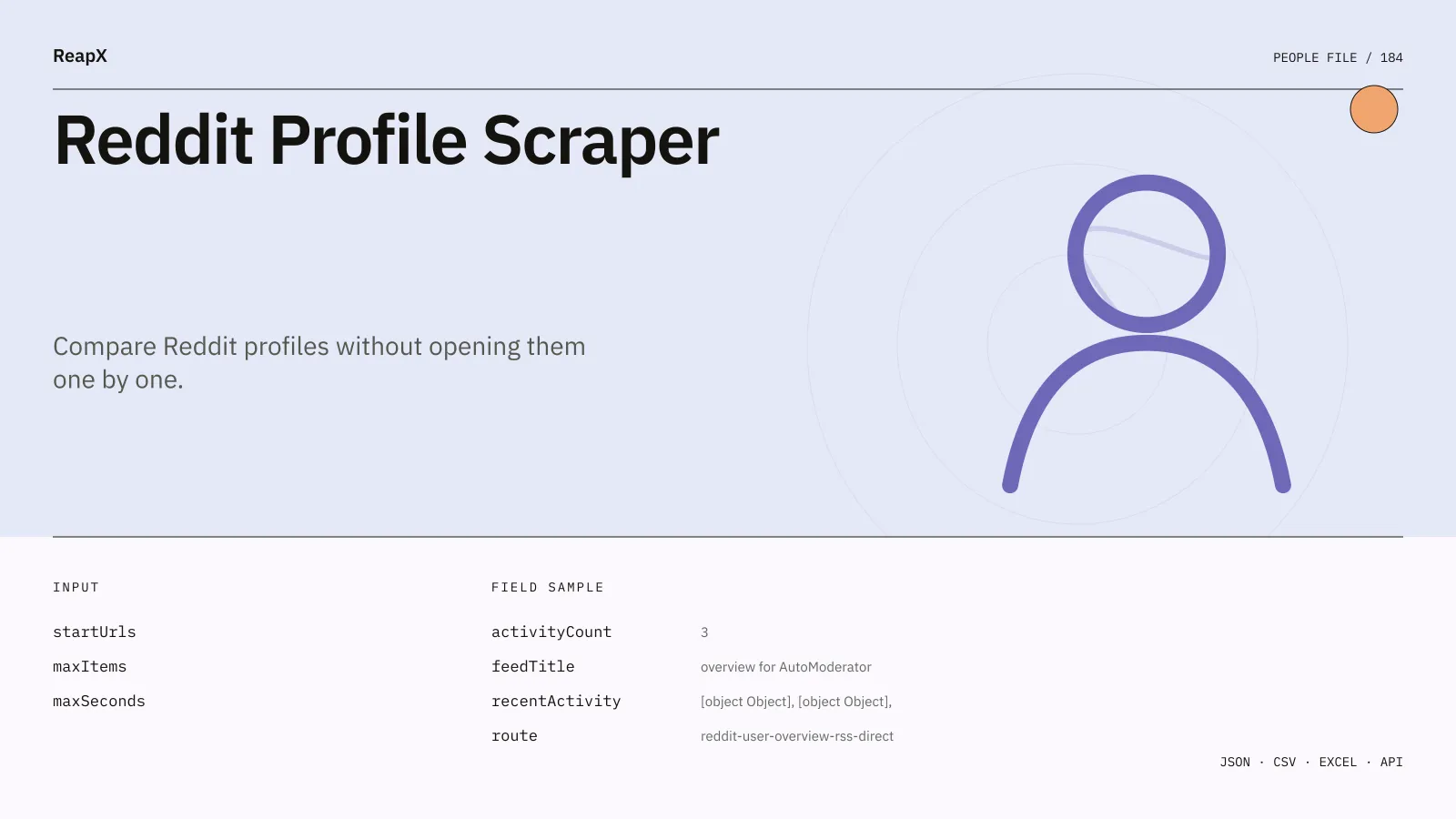 Reddit Profile Scraper interface