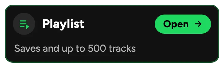 Spotify playlist scraper: save count, owner, up to 500 tracks