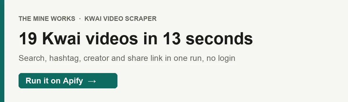 19 Kwai videos in 13 seconds from a search, a hashtag, a creator and a share link
