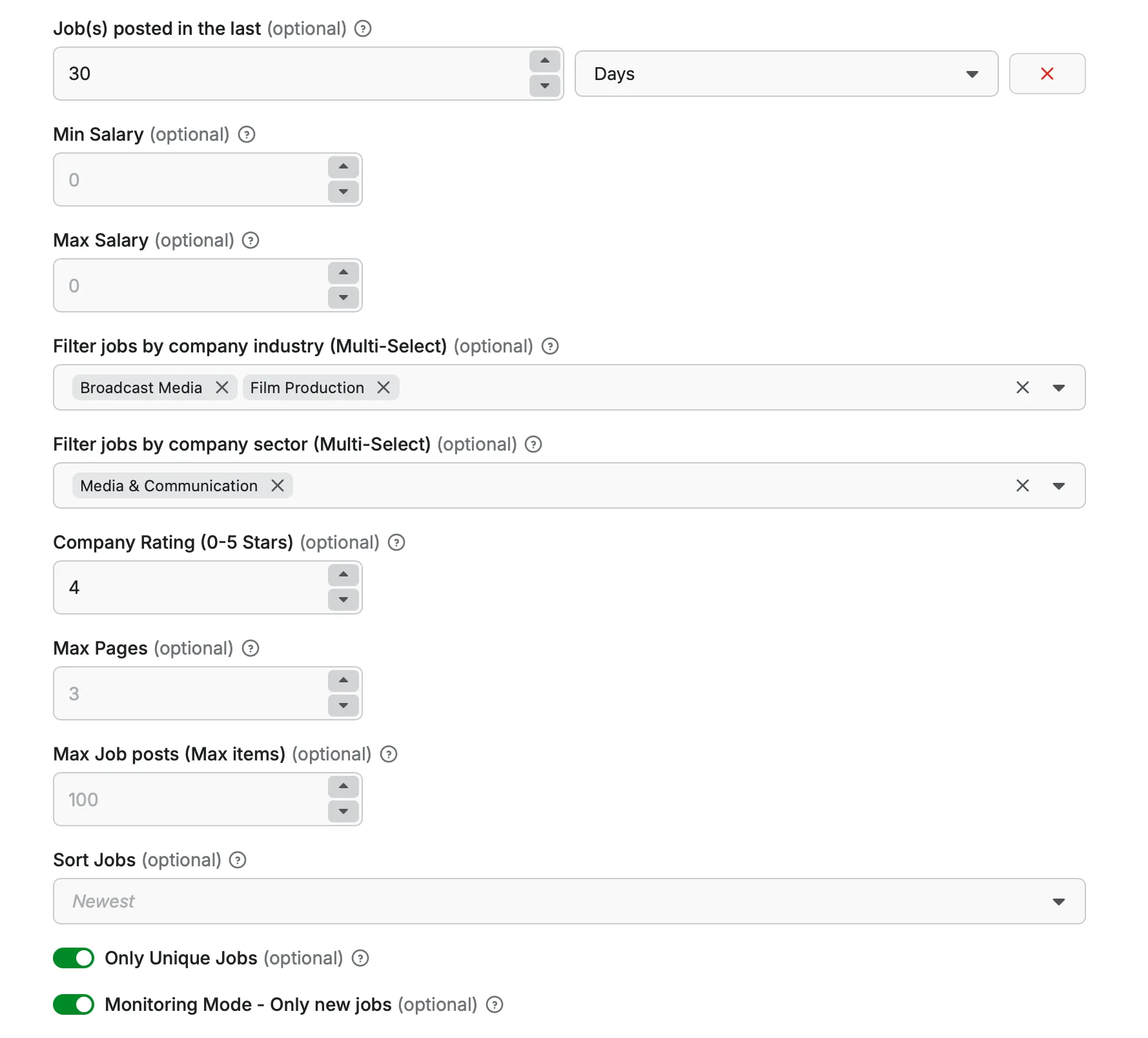 Glassdoor Scraper Input 2 of 3