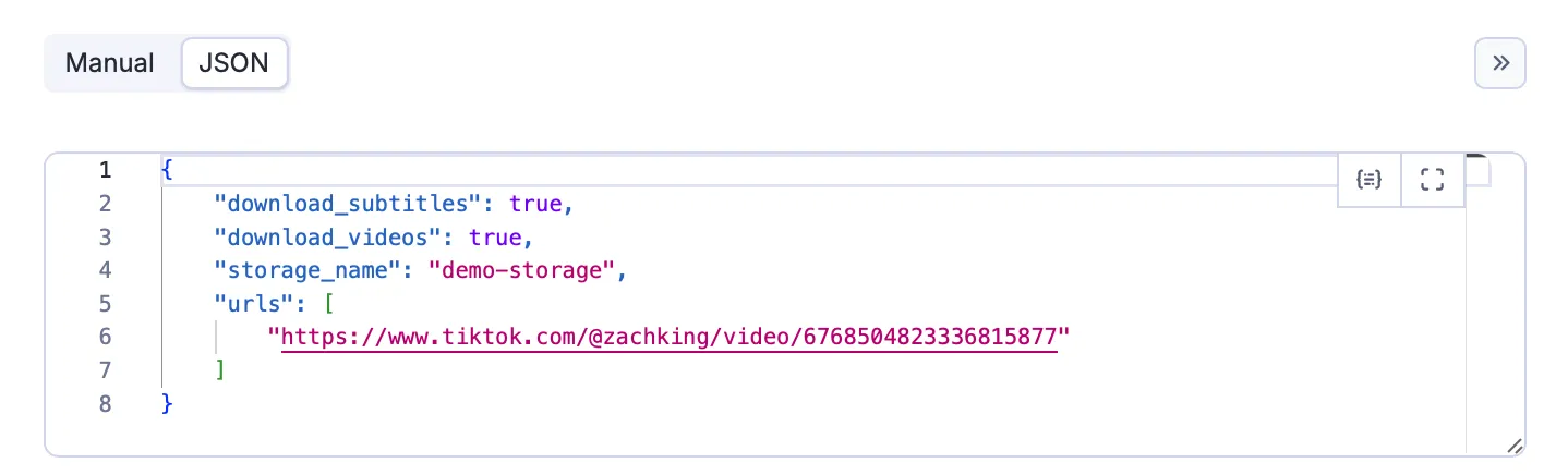 Scraper Sample JSON Input