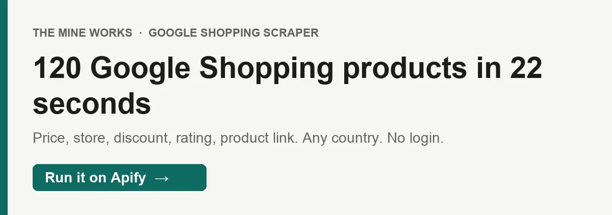 120 Google Shopping products in 22 seconds