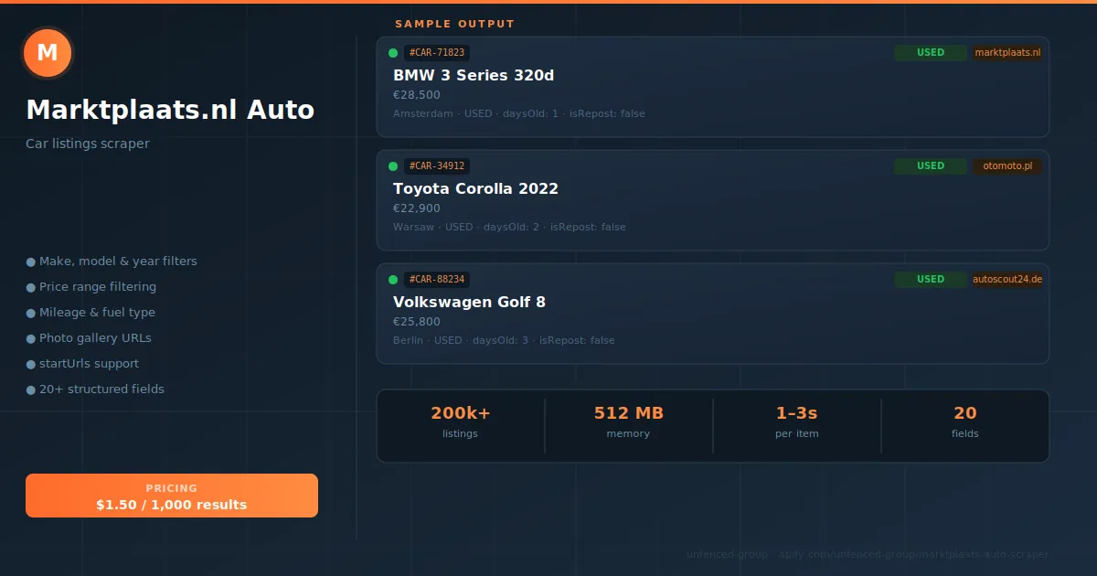 Marktplaats.nl Auto Scraper