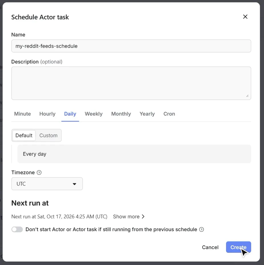 Choose how often the feed updates
