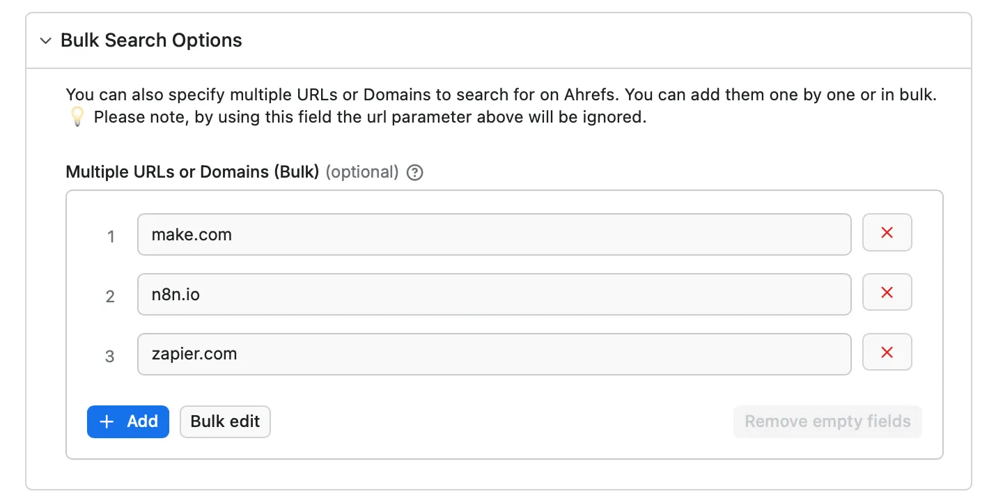 Scraper Bulk Input