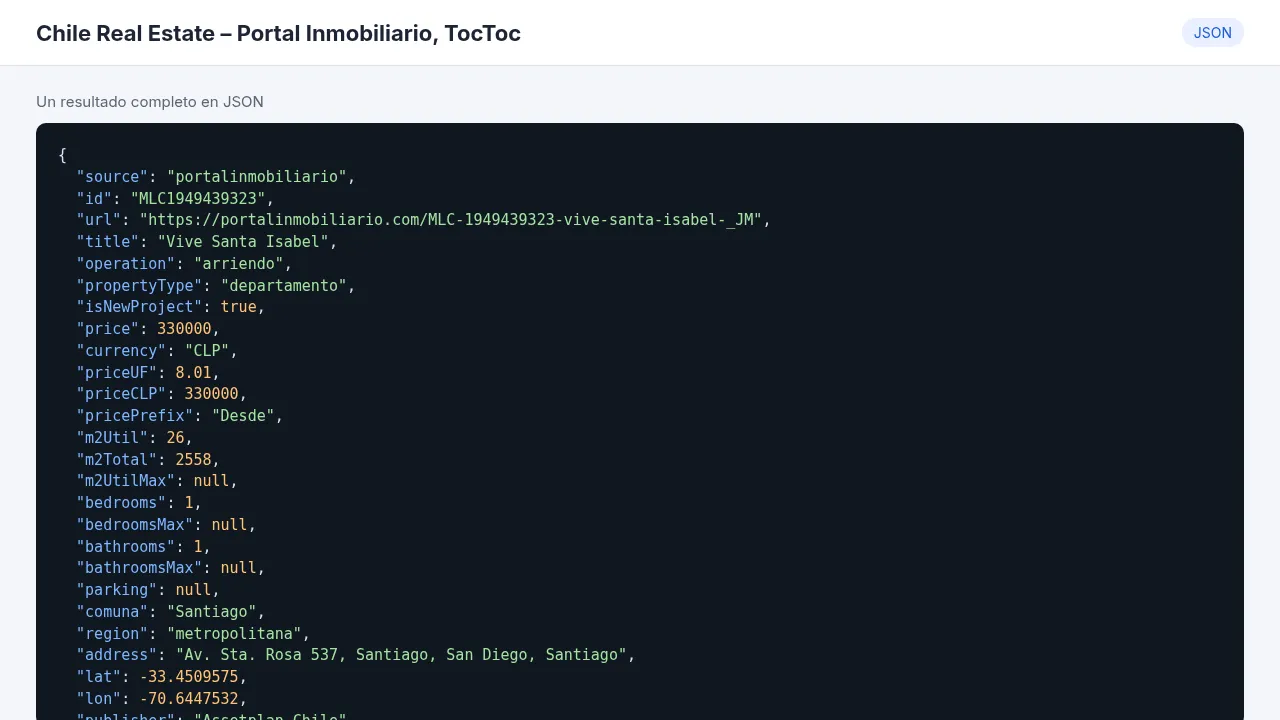 Una propiedad completa en JSON