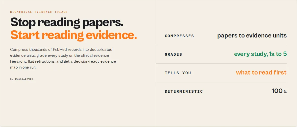 PubMed evidence triage: compress papers into evidence units
