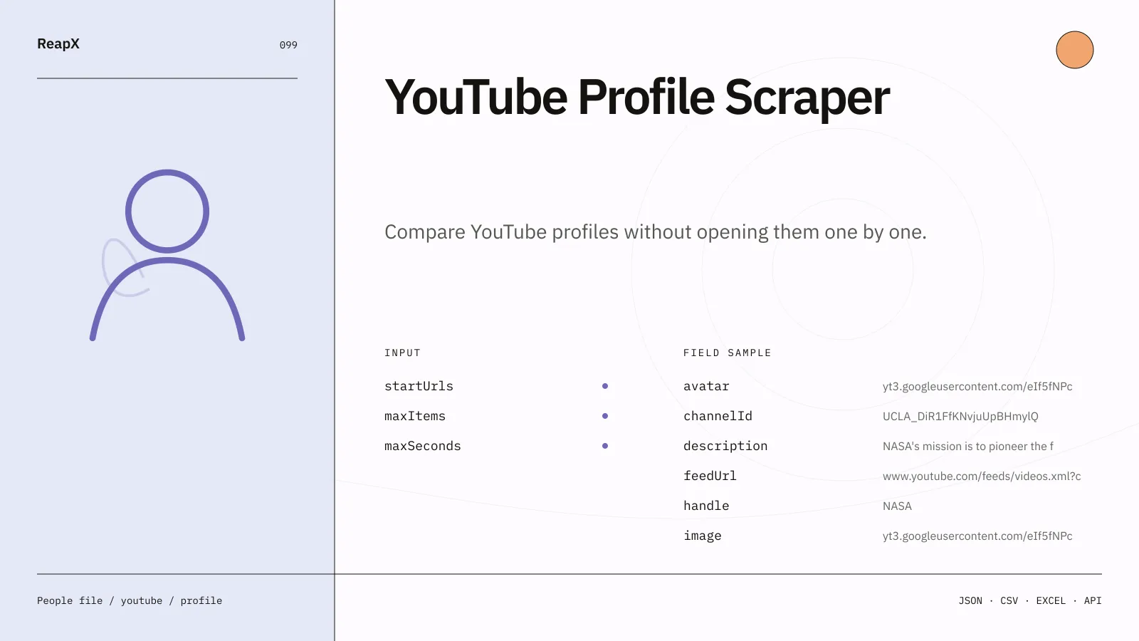 YouTube Profile Scraper interface