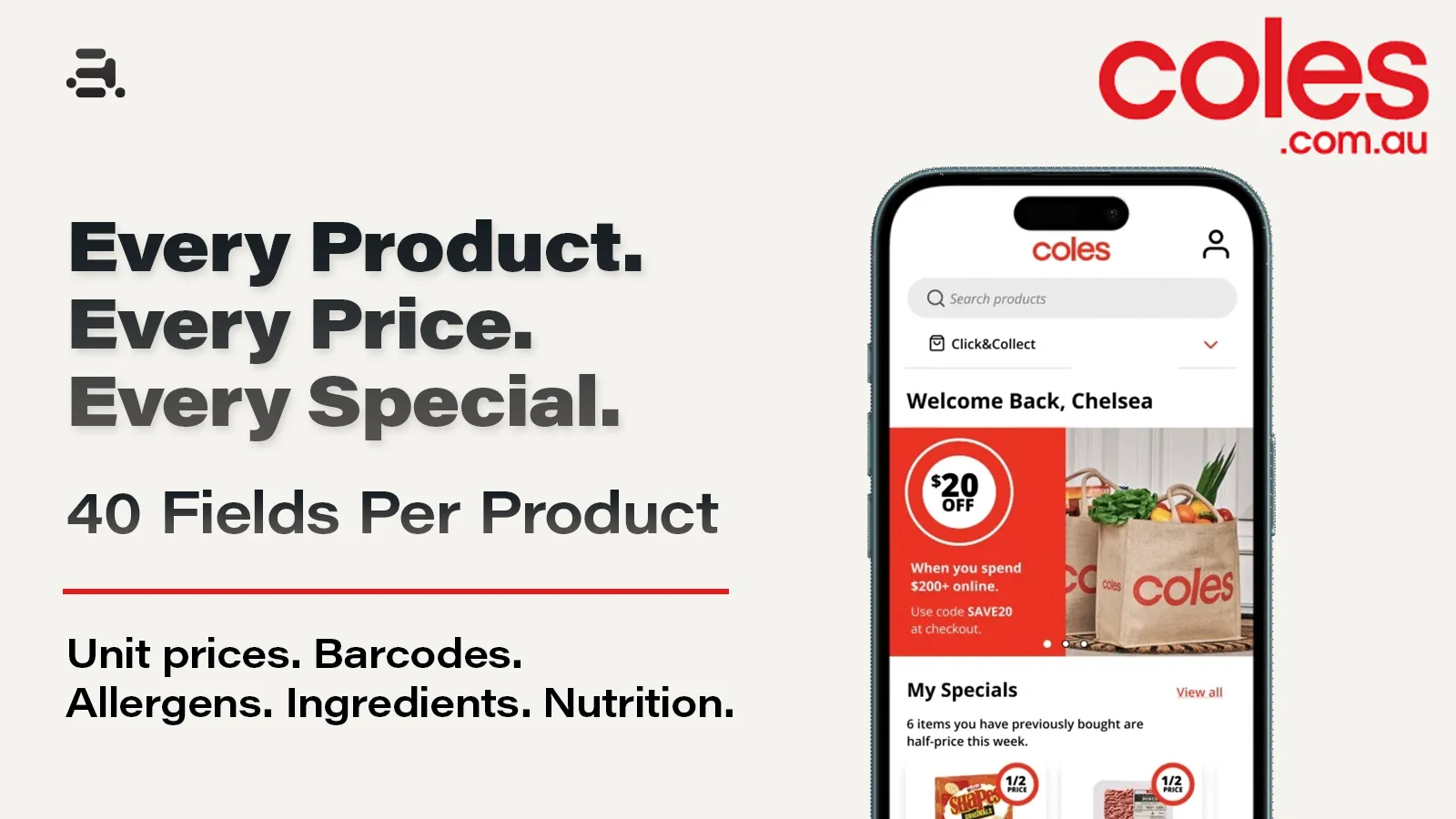 Coles AU product scraper — 40 fields per product in full-detail output