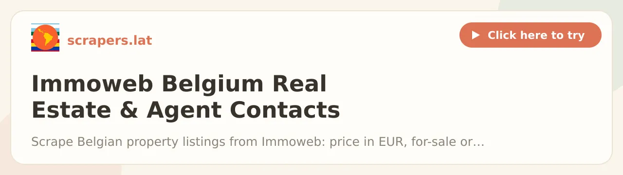 Immoweb Belgium Real Estate & Agent Contacts Scraper