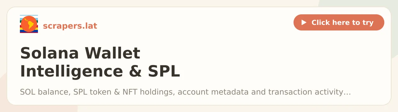 Solana Wallet Intelligence & SPL Token Portfolio Scraper
