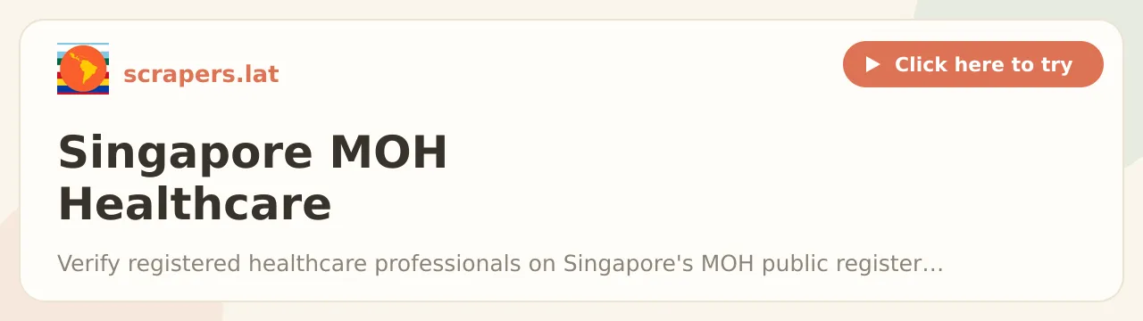 Singapore MOH Healthcare Professionals Register Scraper