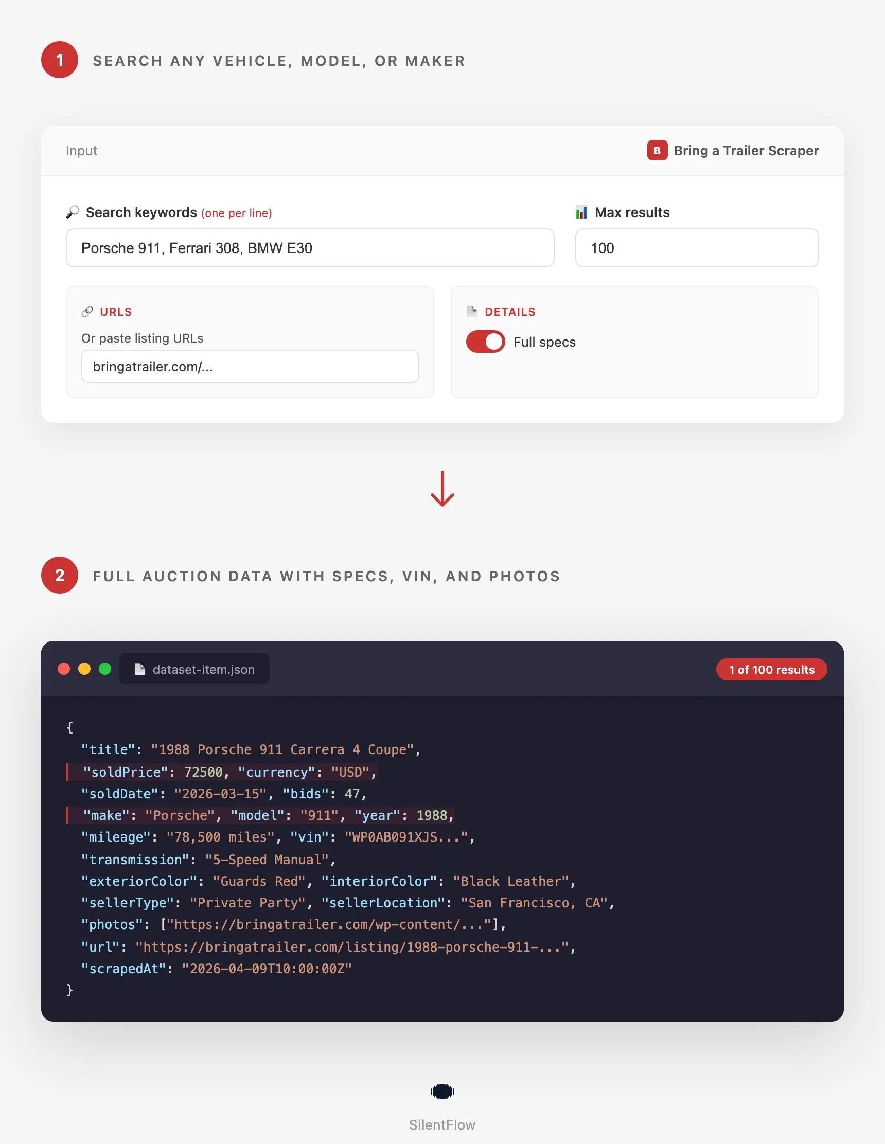 How Bring a Trailer Scraper works, from search to structured auction data