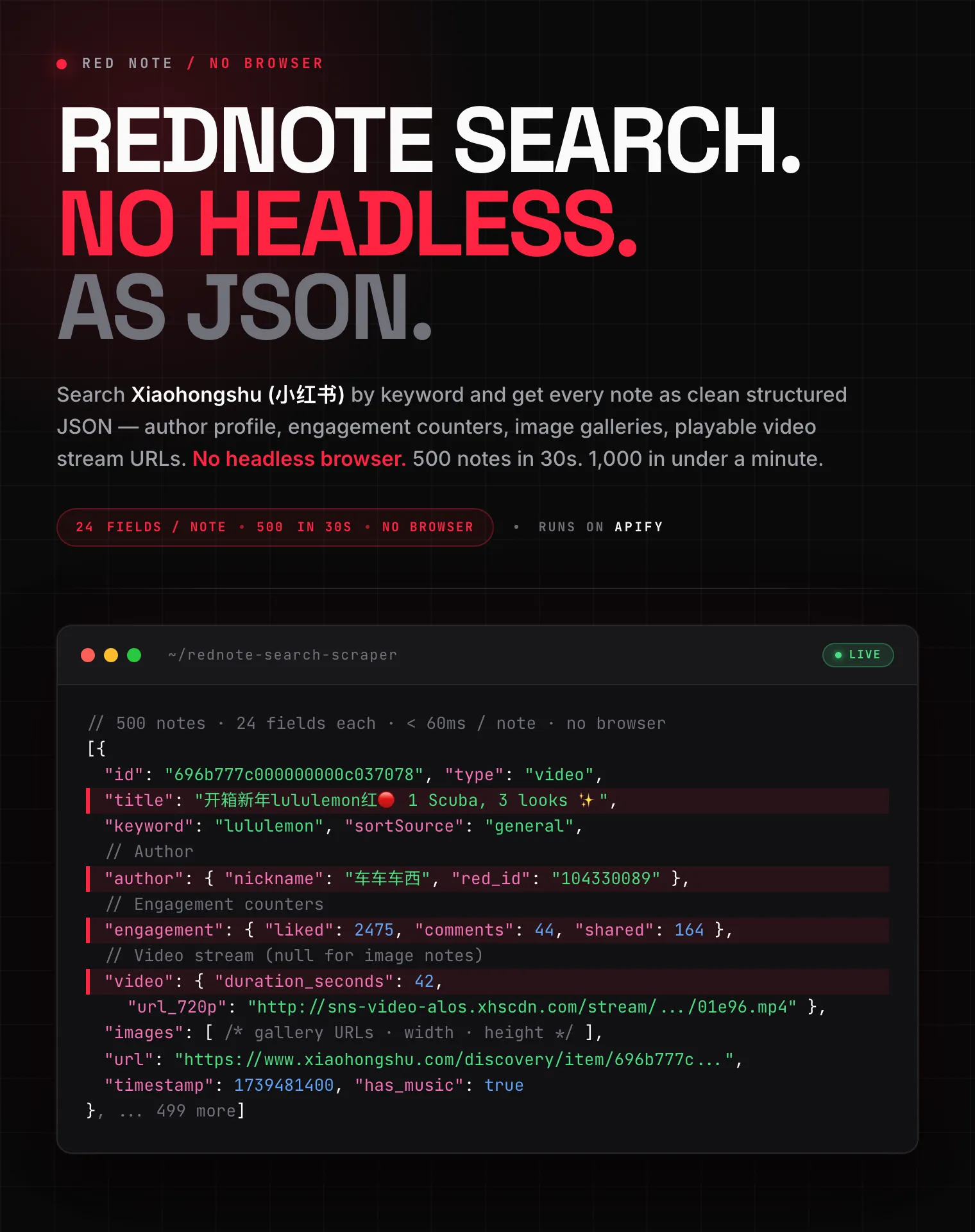 rednote search scraper hero