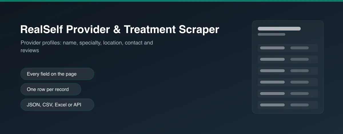 RealSelf Provider & Treatment Scraper hero