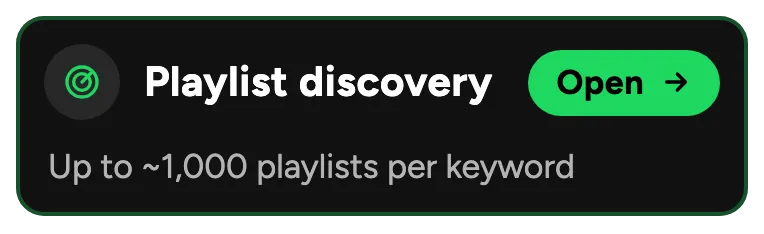 Spotify playlist finder: about 1,000 playlists per keyword with saves